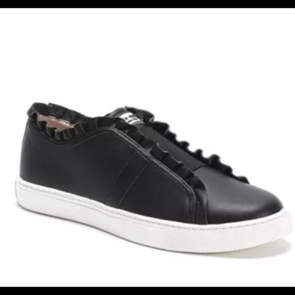 Kate Spade Black Lance Ruffle Slip On Fashion Sneakers Women's 7